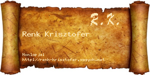 Renk Krisztofer névjegykártya